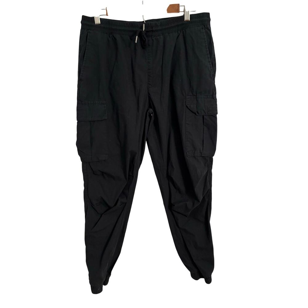 Forever 21 Men's L Black Cargo Jogger Pants Athleisure Travel‎ Fitness Active